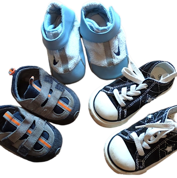 Nike Other - 3 Baby Shoes, Nike, Converse, easy slip on infant crib shoes set, sizes 3, 4 & 5